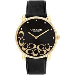 Women's Black Gold Watch Sleek Design with Scattered Charms Timeless Style